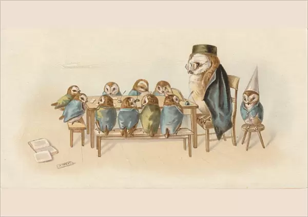 Victorian Greeting Card - Professor Owl