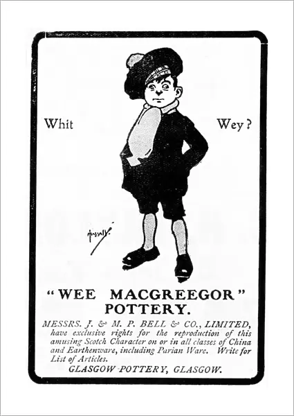 Advert, Wee MacGreegor Pottery, Glasgow, Scotland