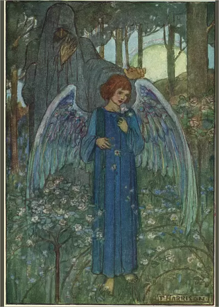 The shadow passeth when the tree shall fall. Illustration by Florence Harrison to