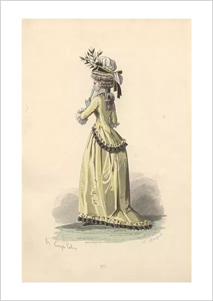 Woman in silk jacket and dress, era of Marie Antoinette