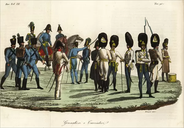 Grenadiers and chasseurs in the Imperial Army, 19th century