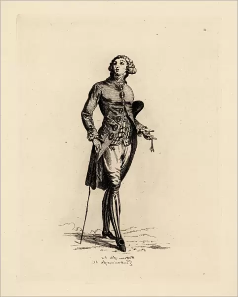 Young man in coat with oval buttons, era of Marie Antoinette
