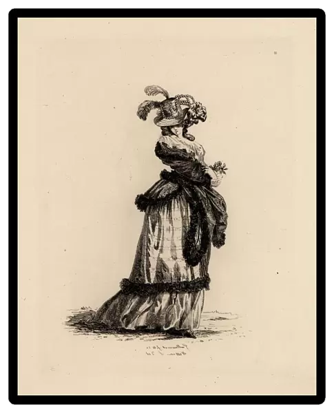 Fashionable woman in Dorothy hat, era of Marie Anoinette