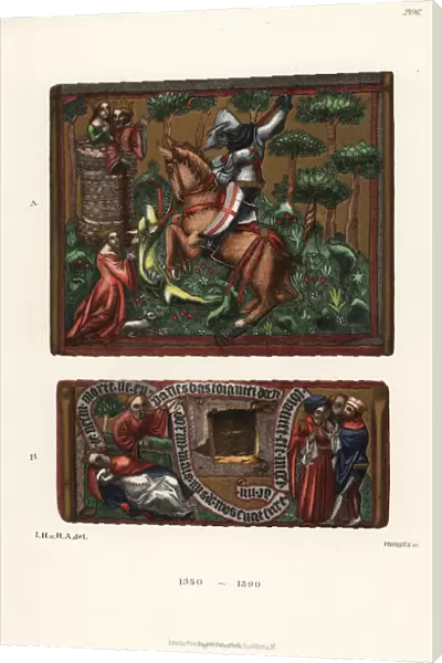 St. George on horseback slaying the dragon, 14th century