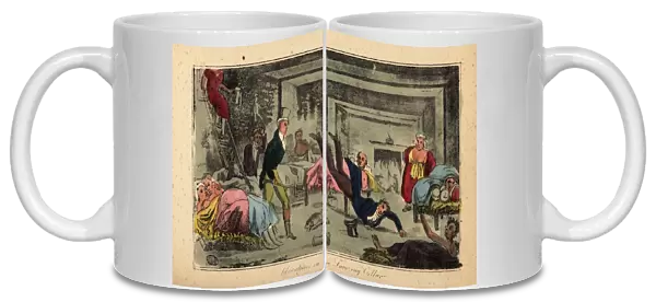 Irish gentlemen descend into an underground hostel, 1821