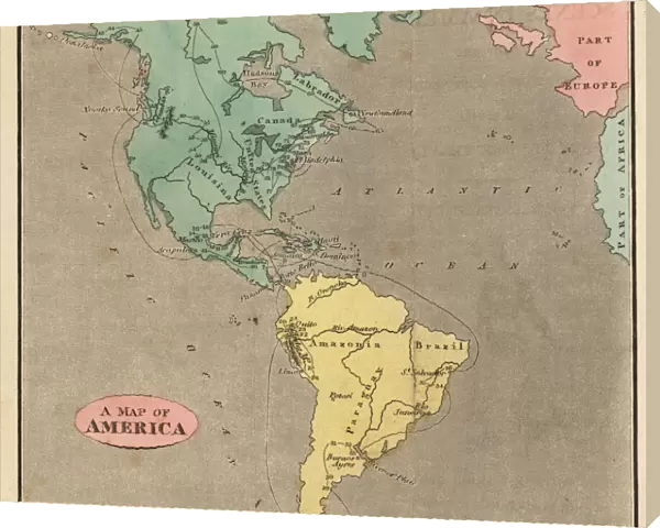 Map of the Americas, circa 1821