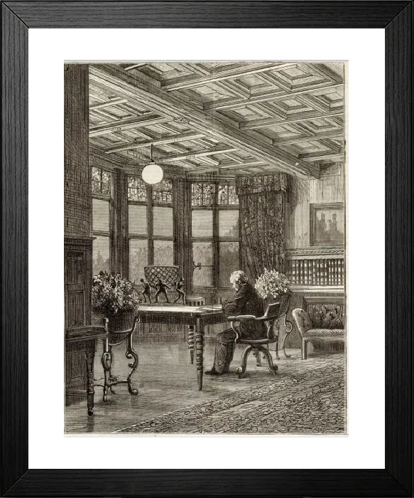 Framed Print : Electric Lighting in Cragside Library Print, 1881 Framed Print : Electric Lighting in Cragside Library Print, 1881