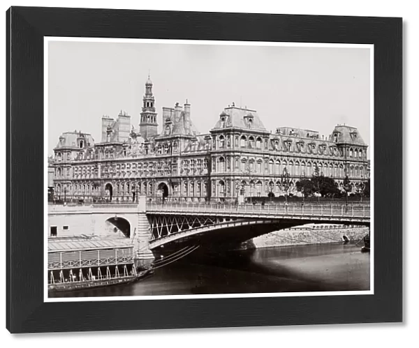 c. 1880s France - hotel de Ville Paris across River Seine