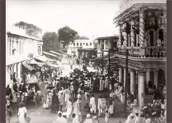 c. 1890 India - street full of pedestrians