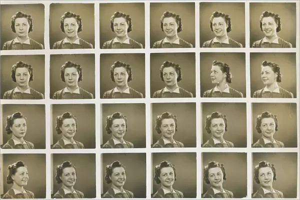 Multiple studio photographs of a young woman, 1940s. Date: 1940s
