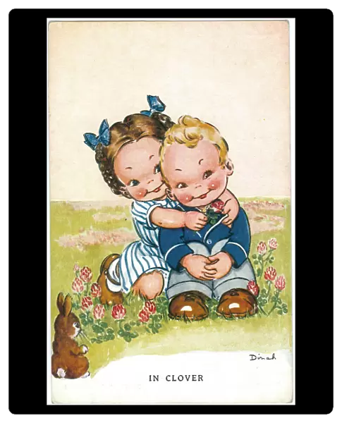 WW2 era - Comic Postcard - In Clover