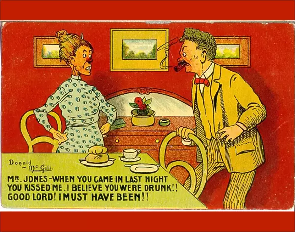 Comic postcard, Lodger and landlady Date: 20th century