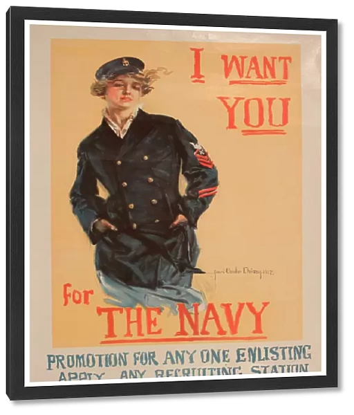 WW1 poster, I Want You for the Navy - promotion for anyone enlisting
