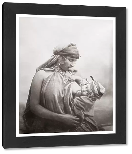 Bedouin woman breast-feeding baby, Tunisia, c, 1890