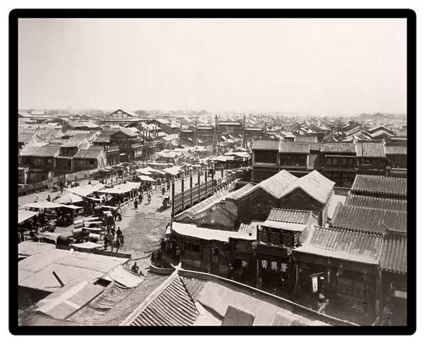 China c. 1880s - Peking Beijing - busy city street