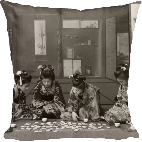 Geishas playing cards, Japan, c. 1890