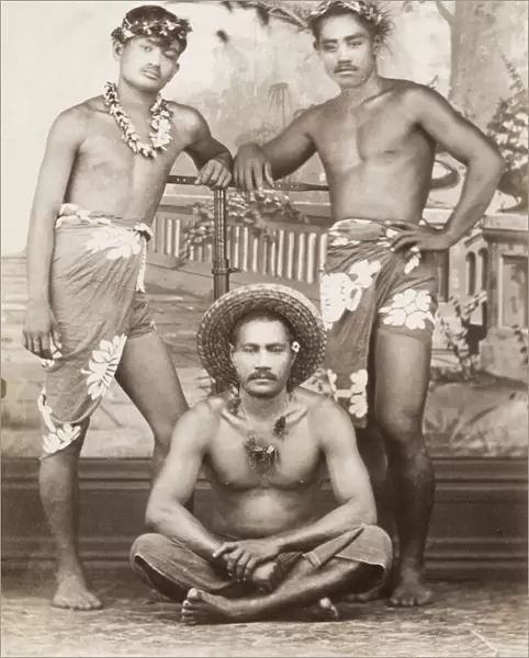 Pacific Islands, Oceania: portrait of three men