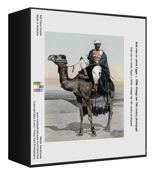 Arab man on camel, Egypt, c. 1890s Vintage late 19th century photograph