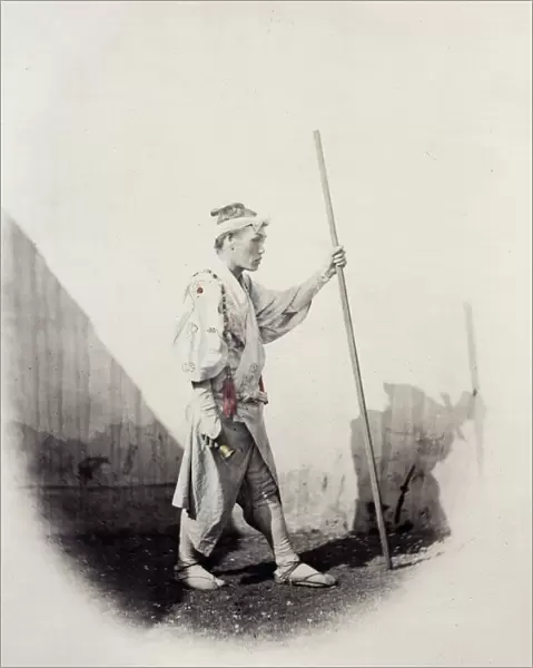 1860s Japan - portrait of a pilgrim setting out for Mount Fujiyama Felice or Felix Beato