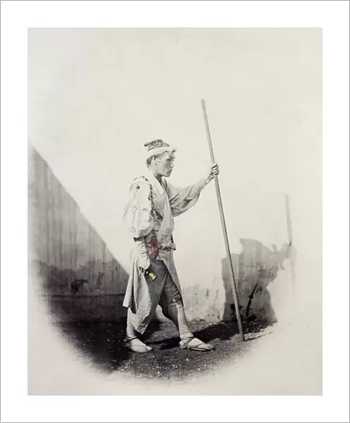 1860s Japan - portrait of a pilgrim setting out for Mount Fujiyama Felice or Felix Beato
