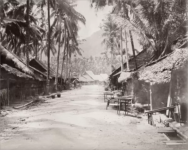 Vintage 19th century photograph: street scene, Ceylon, Sri Lanka