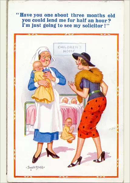 Comic postcard, Scene in childrens home Date: 20th century