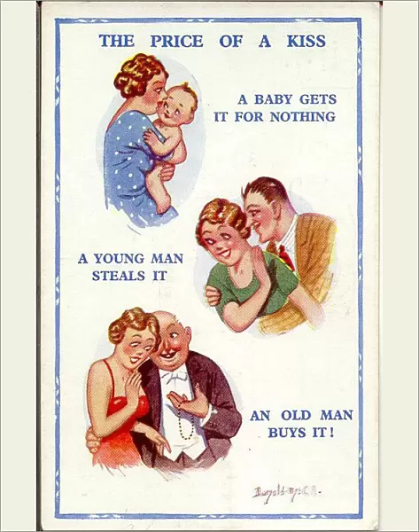 Comic postcard, The Price of a Kiss Date: 20th century