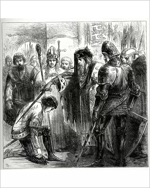King Edward III knighting his son, Edward the Black Prince, in Normandy, France