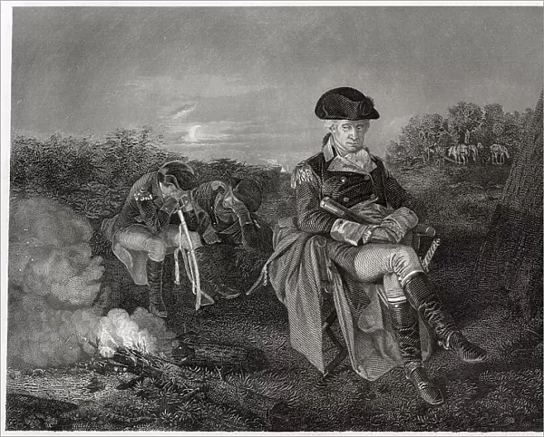 Washington in the bivouac before the Battle of Monmouth. Date: 27 June 1778