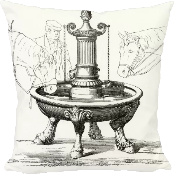 Case iron circular horse trough with drinking fountain. Date: 1906