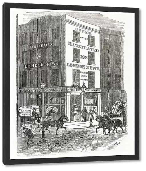 Exterior of the publishing office of The Illustrated London News, at 198 Strand on the corner with Milford Lane London. When it was first established the weekly news magazine was publishing every Saturday