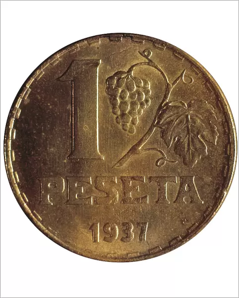 1 peseta coin (Spain, 1937). SPAIN. Barcelona