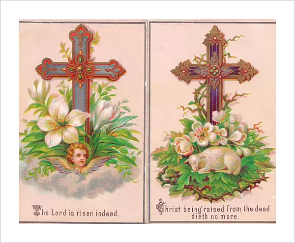 White flowers and a cross on an Easter card