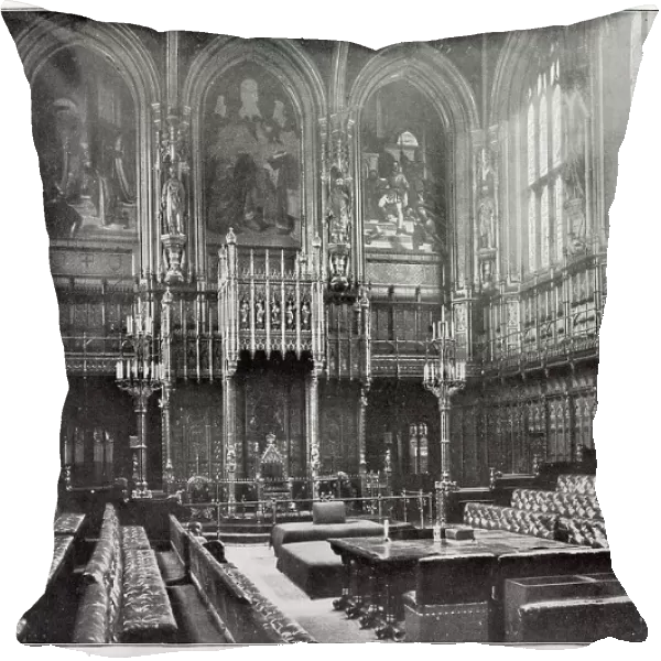 Photograph showing the interior of The House of Lords, 100ft long by 45ft wide and the same height. Date: 1896