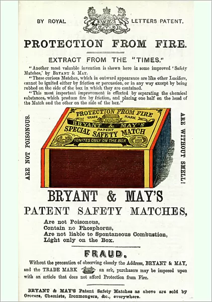 Advert, Bryant & May's Patent Safety Matches