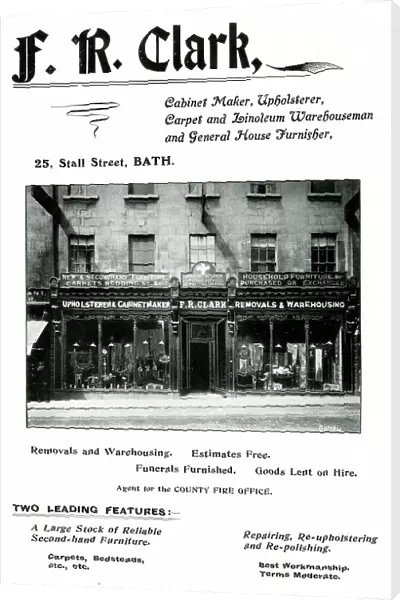 Advert for F. R. Clark, Cabinet Maker, Bath