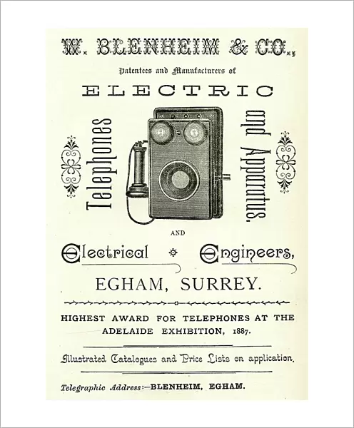 Advert, W Blenheim & Co, electrical engineers, Egham, Surrey