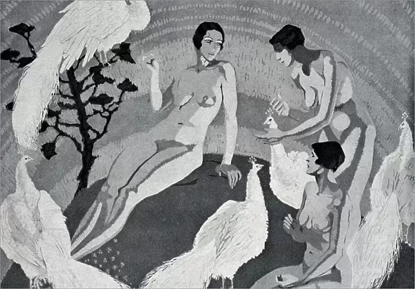 Painting of Women and Peacocks