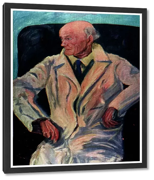 Dr Dillon. Portrait painting of Dr. Dillon seated, wearing a doctor's white coat