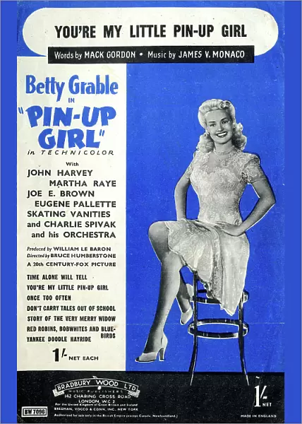 Music cover, You're My Little Pin-Up Girl, Betty Grable