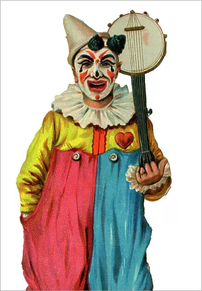 Victorian Scrap, Clown with Banjo