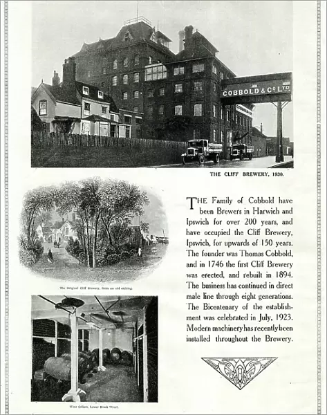 Advert, Cobbold & Co Ltd, Cliff Brewery, Ipswich
