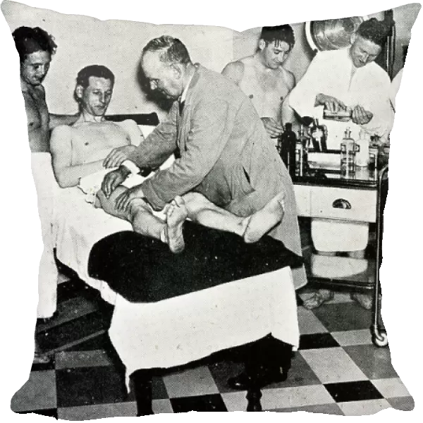 Mr Hardy, Tottenham Hotspur trainer, massage demonstration