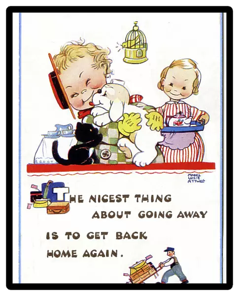 Coming home postcard, Mabel Lucie Attwell
