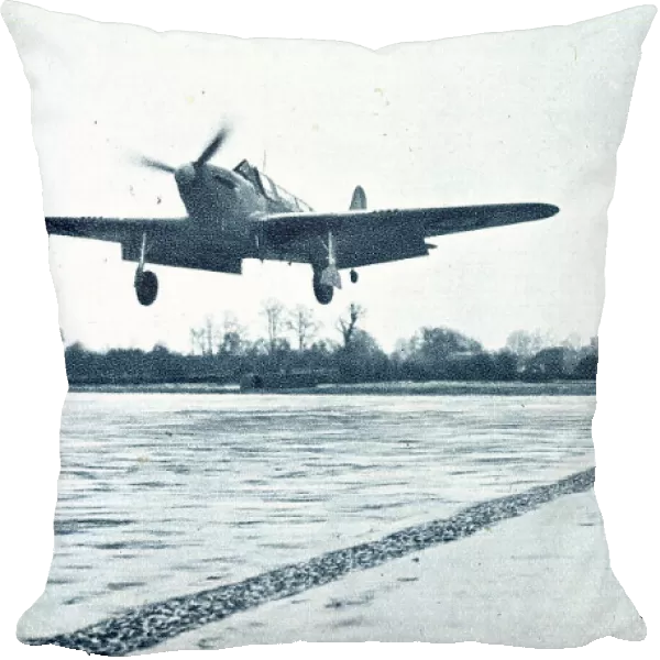 Fleet Air Arm plane practising deck landing, WW2