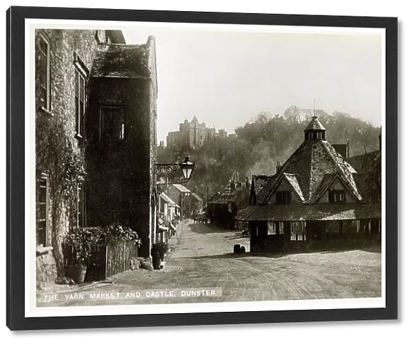 The Yarn Market and view toward the Castle, Dunster, Somerse