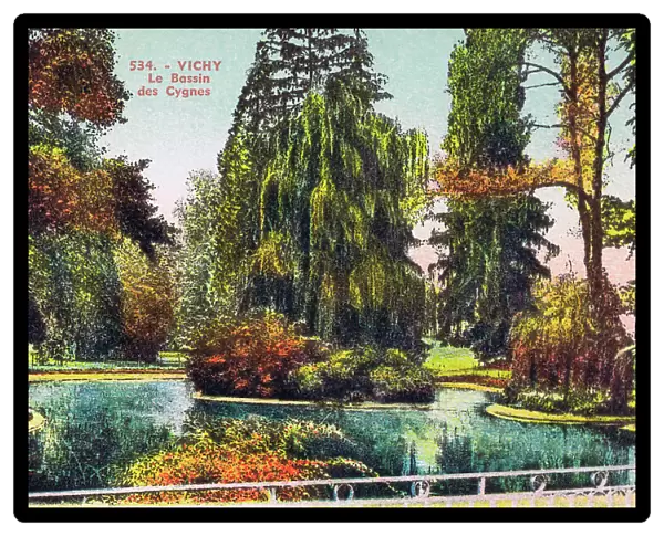 A view of Le Bassin des Cygnes (gardens and lake) at Vichy