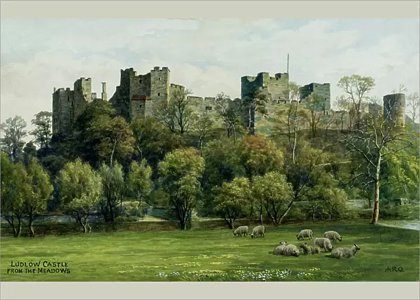 Ludlow Castle, Ludlow, Shropshire, viewed from the meadows