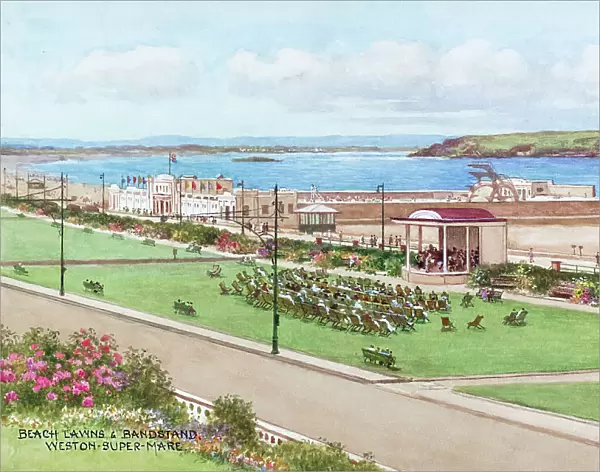 Beach Lawns and Bandstand, Weston-super-Mare, Somerset