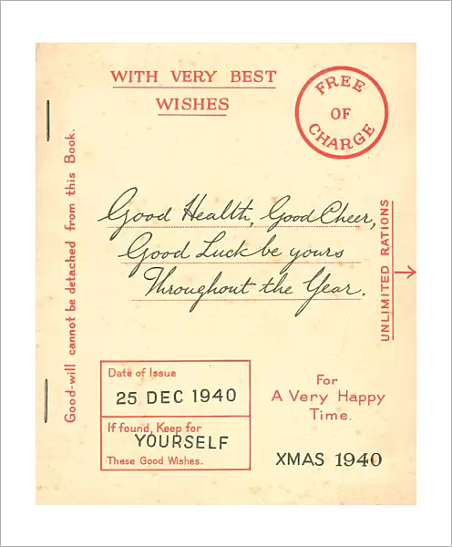 WW2, Ration Book Christmas Card